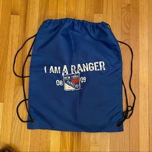 New York Rangers Drawstring Bag Backpack Gym Pouch Blue Red NHL Hockey